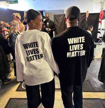 Kanye West wearing 'White Lives Matter' shirt